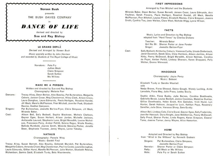 Programme Dance of Life pages 1 and 2