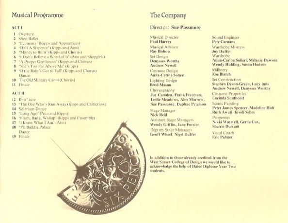 Programme Half a Sixpence page 2 