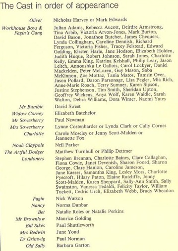 Programme Oliver! 1984 page 2
