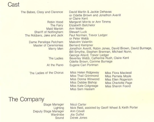 Programme Babes in the Wood 1984 page two