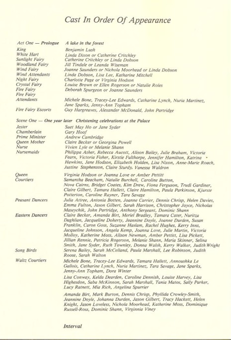 Programme Sleeping Princess page 1