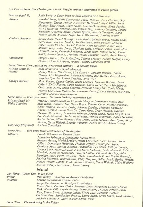 Programme Sleeping Princess page 2