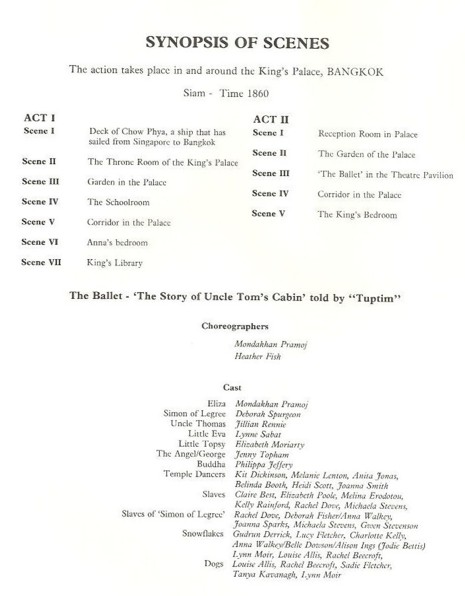 Programme The King and I 1986 page 3