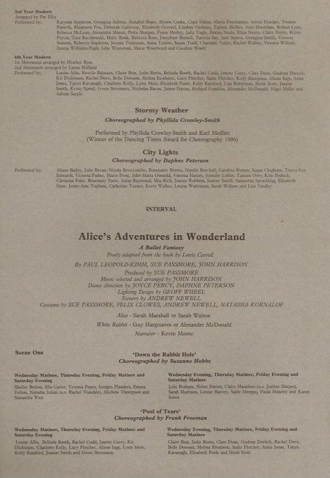 Programme Lower School Show 1987 page 2