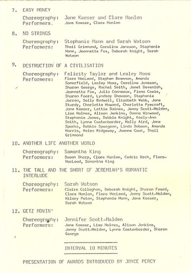 Programme Bush Davies at Home 1984 page 3