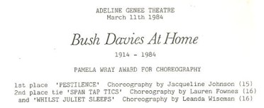 Programme Heading Bush Davies At Home 1988