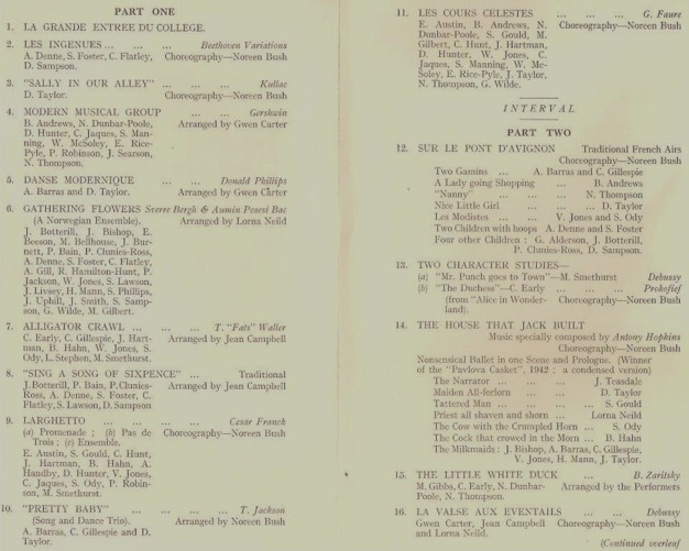 Parts one and two of Programme dated 1951