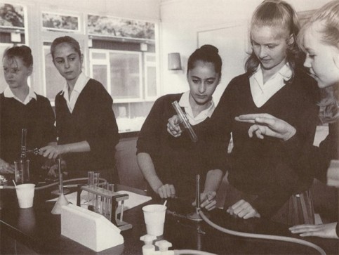 Serious laboratory work.